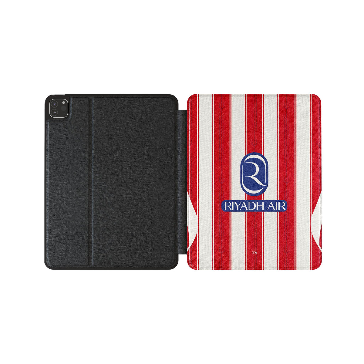 iPad case with the Atlético Madrid 2026-27 Home football shirt design by RIPA Football