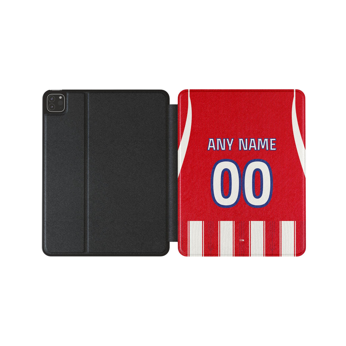 iPad case with the Atlético Madrid 2026-27 Home football shirt design by RIPA Football