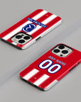 Phone case with the Atlético Madrid 2026-27 Home football shirt design by RIPA Football