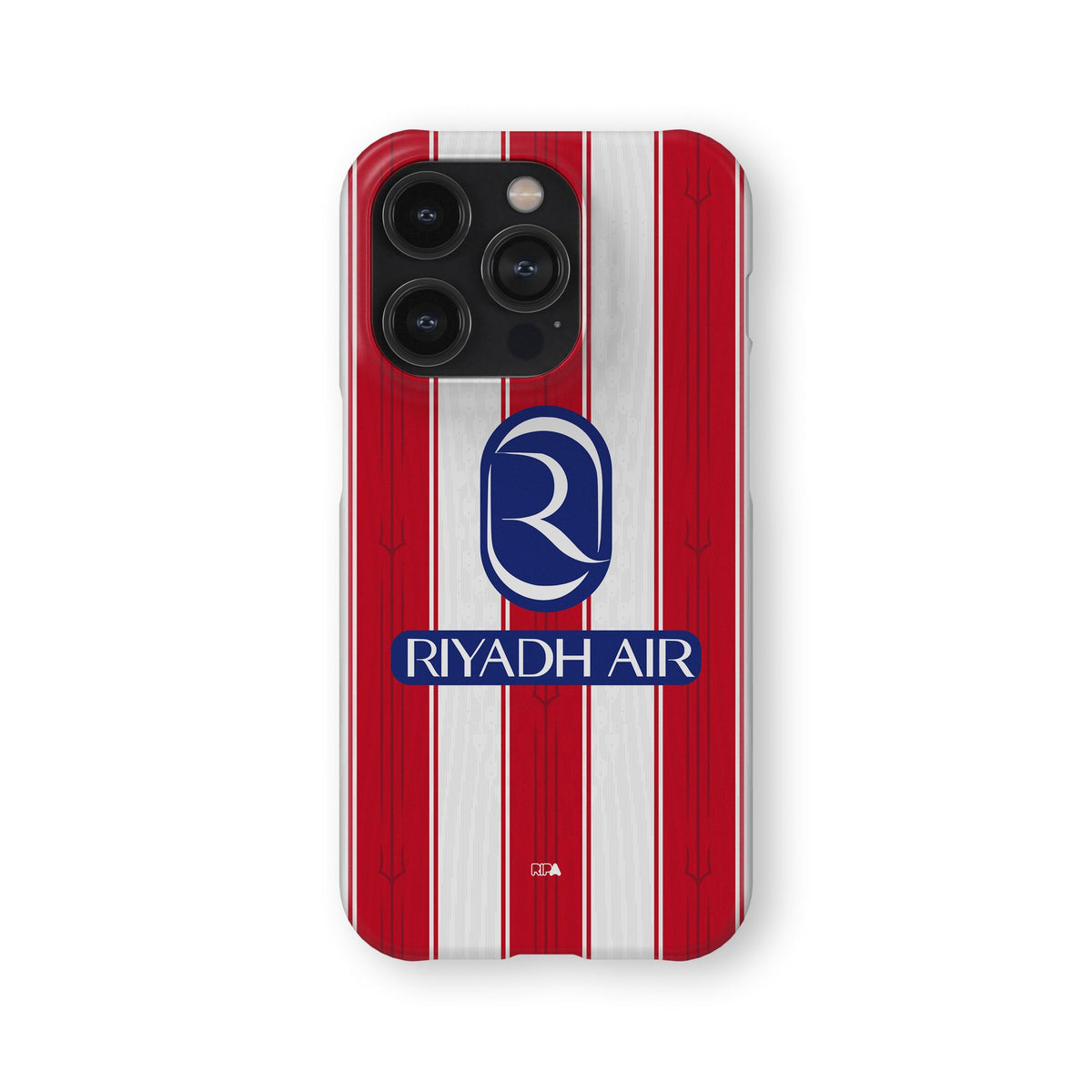 Phone case with the Atlético Madrid 2026-27 Home football shirt design by RIPA Football