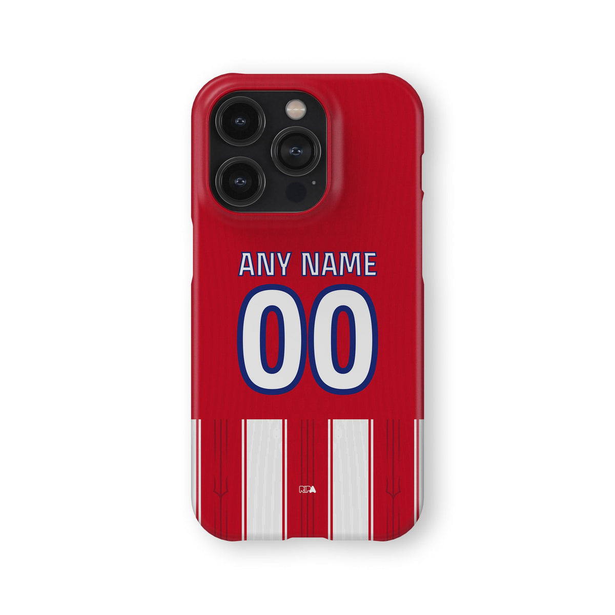 Phone case with the Atlético Madrid 2026-27 Home football shirt design by RIPA Football