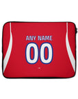 Laptop sleeve with the Atlético Madrid 2026-27 Home football shirt design by RIPA Football