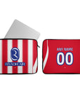 Laptop sleeve with the Atlético Madrid 2026-27 Home football shirt design by RIPA Football
