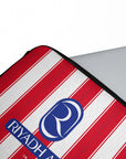 Laptop sleeve with the Atlético Madrid 2026-27 Home football shirt design by RIPA Football