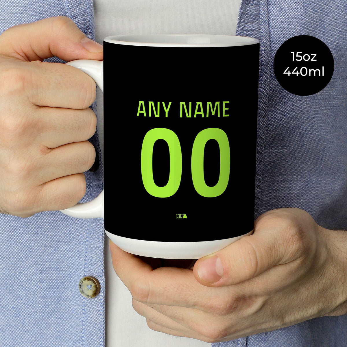 Mug with the Atlético Madrid 2026-27 Prematch football shirt design by RIPA Football