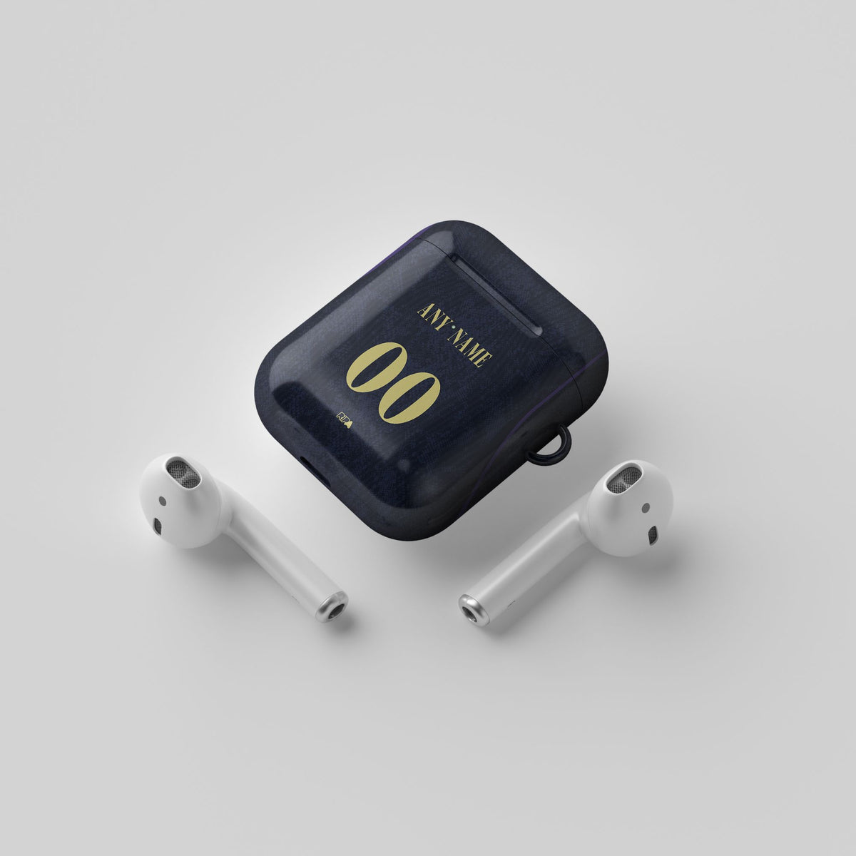 AirPods case with the Barcelona 2026-27 Away football shirt design by RIPA Football
