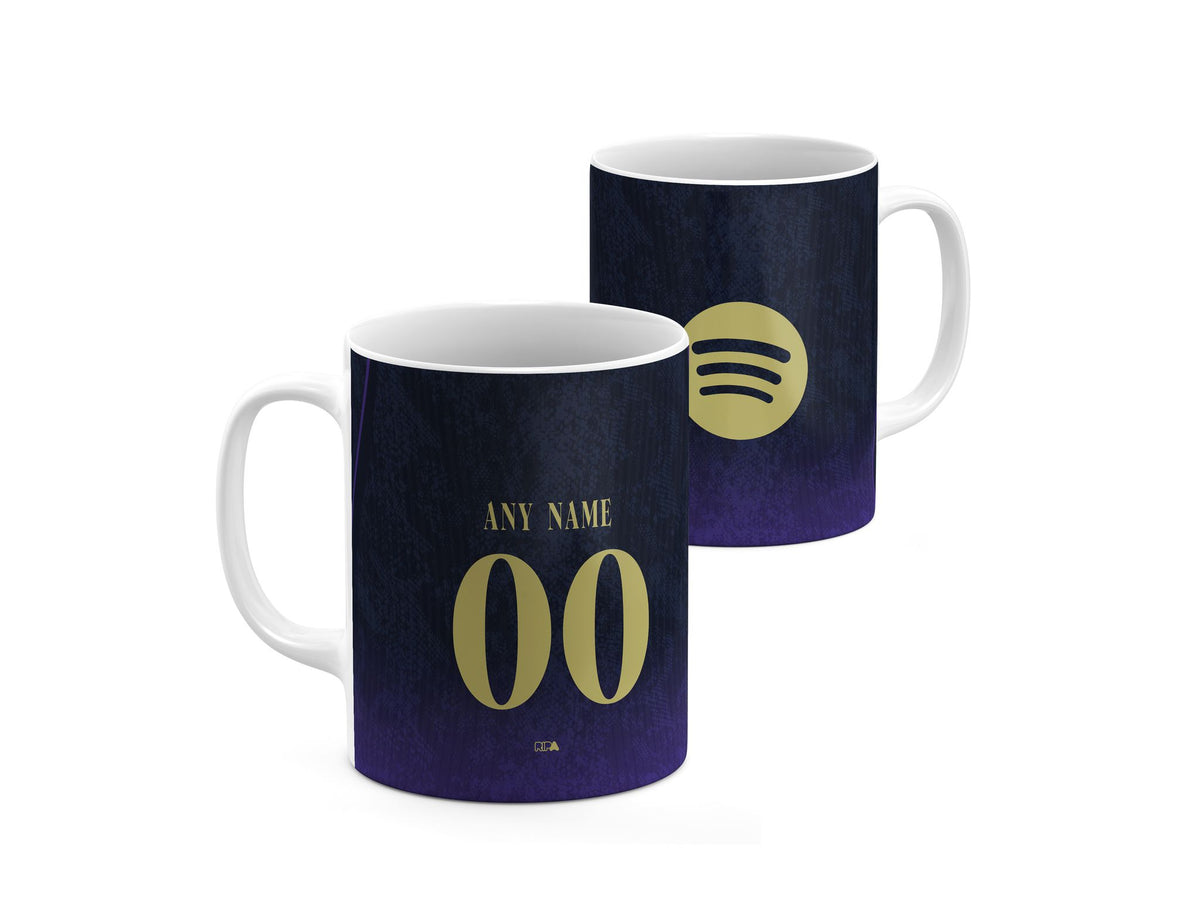 Mug with the Barcelona 2026-27 Away football shirt design by RIPA Football