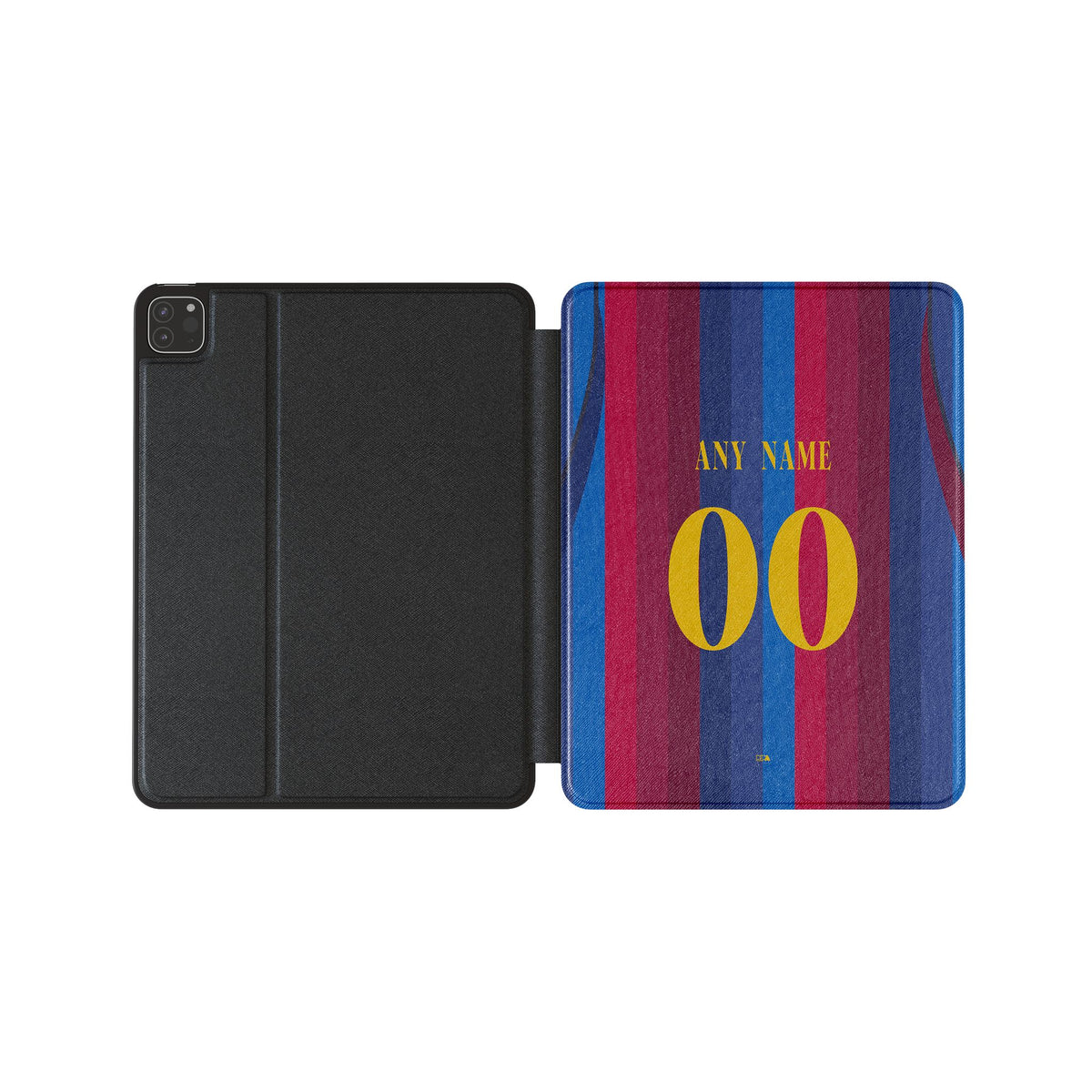 iPad case with the Barcelona 2026-27 Home football shirt design by RIPA Football