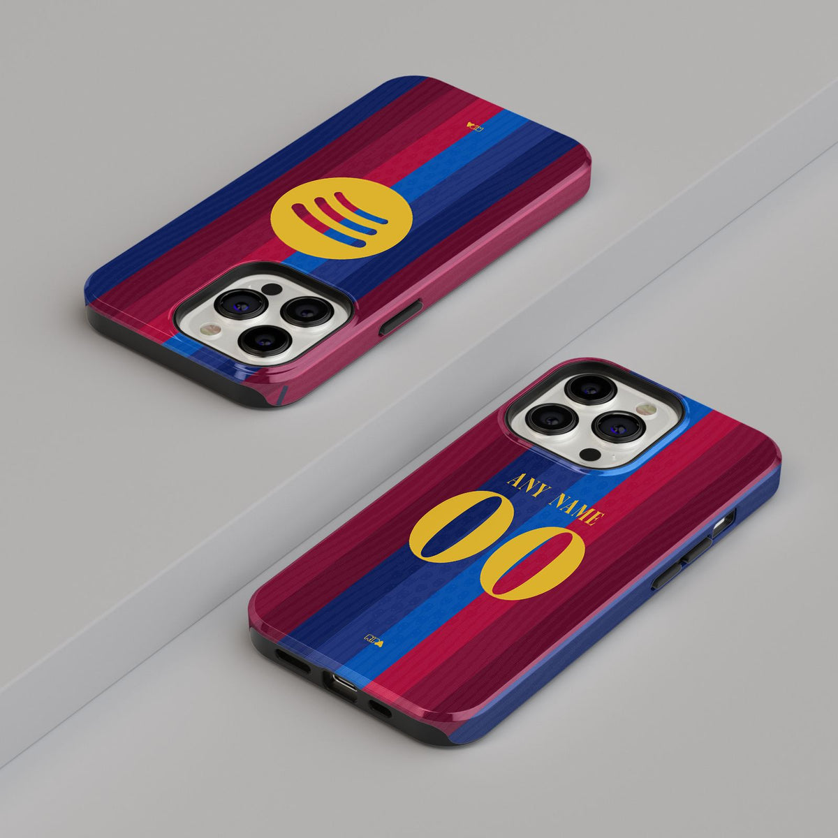 Phone case with the Barcelona 2026-27 Home football shirt design by RIPA Football