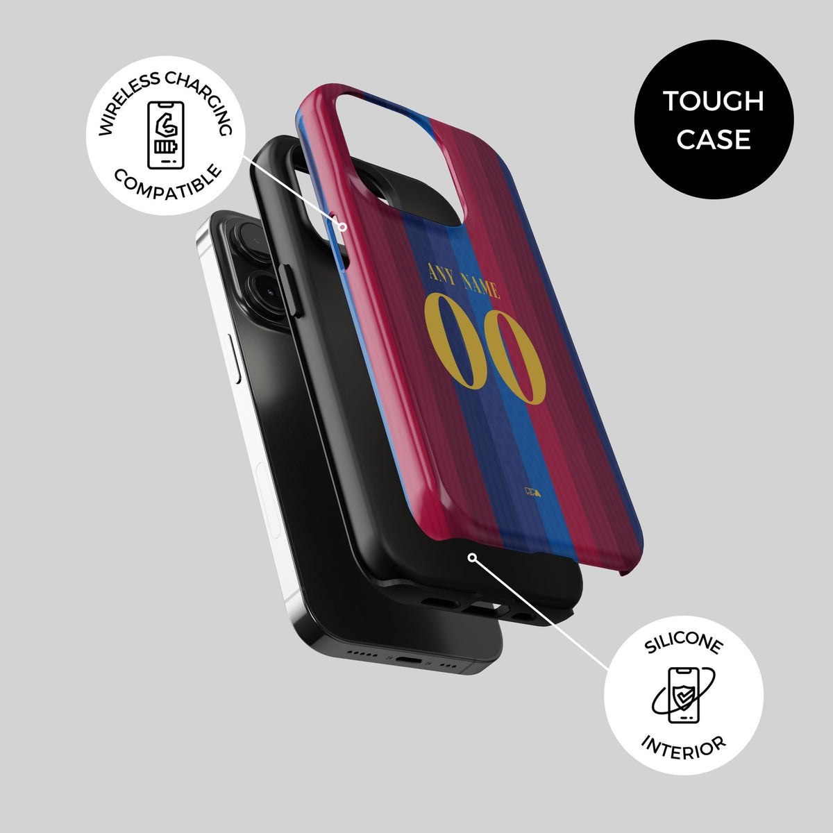 Phone case with the Barcelona 2026-27 Home football shirt design by RIPA Football