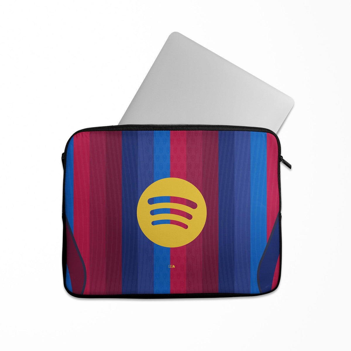 Laptop sleeve with the Barcelona 2026-27 Home football shirt design by RIPA Football