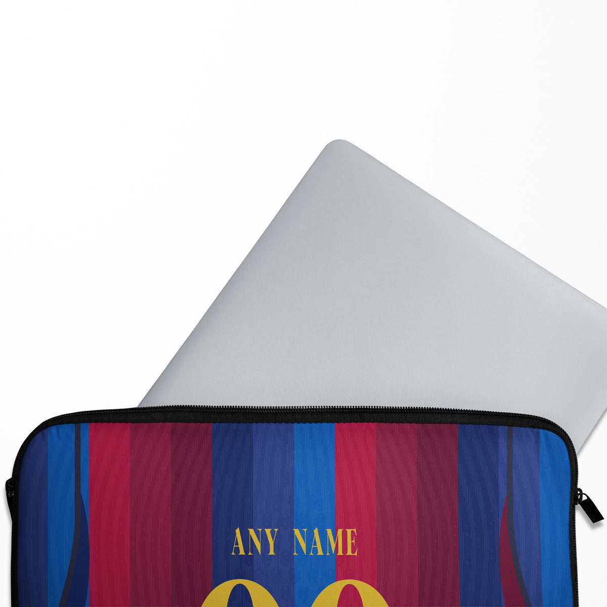 Laptop sleeve with the Barcelona 2026-27 Home football shirt design by RIPA Football