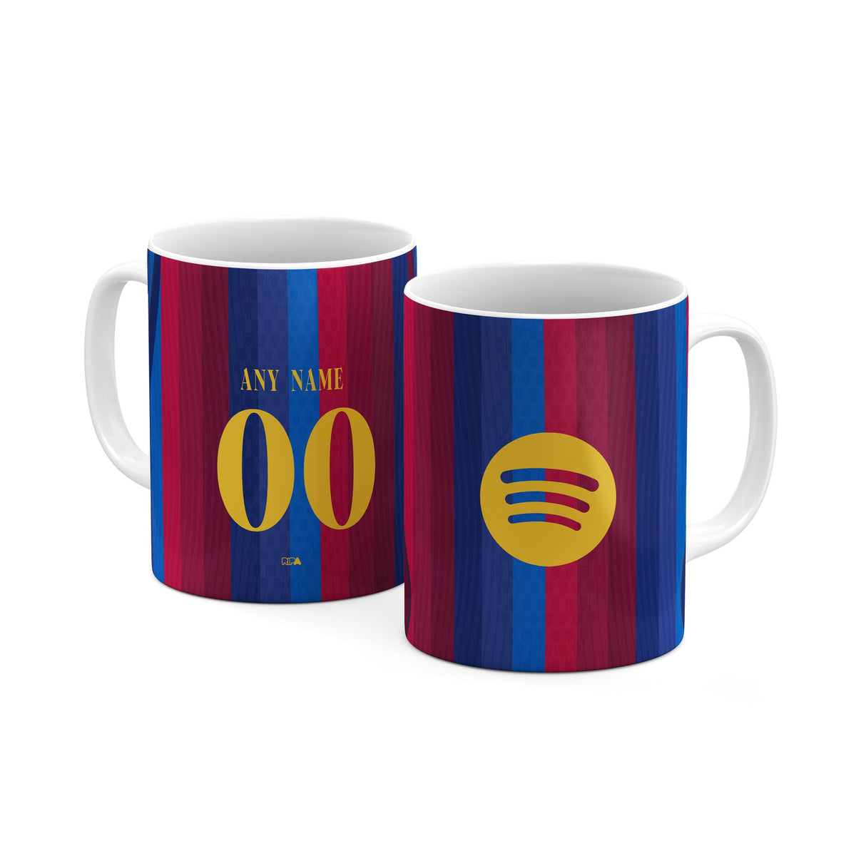 Mug with the Barcelona 2026-27 Home football shirt design by RIPA Football