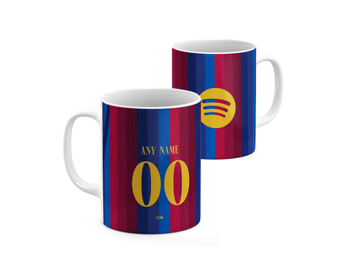 Mug with the Barcelona 2026-27 Home football shirt design by RIPA Football