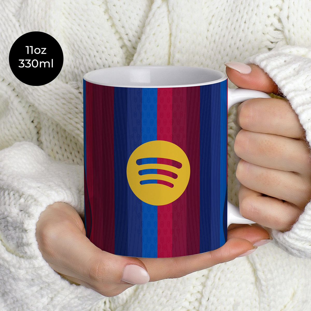 Mug with the Barcelona 2026-27 Home football shirt design by RIPA Football
