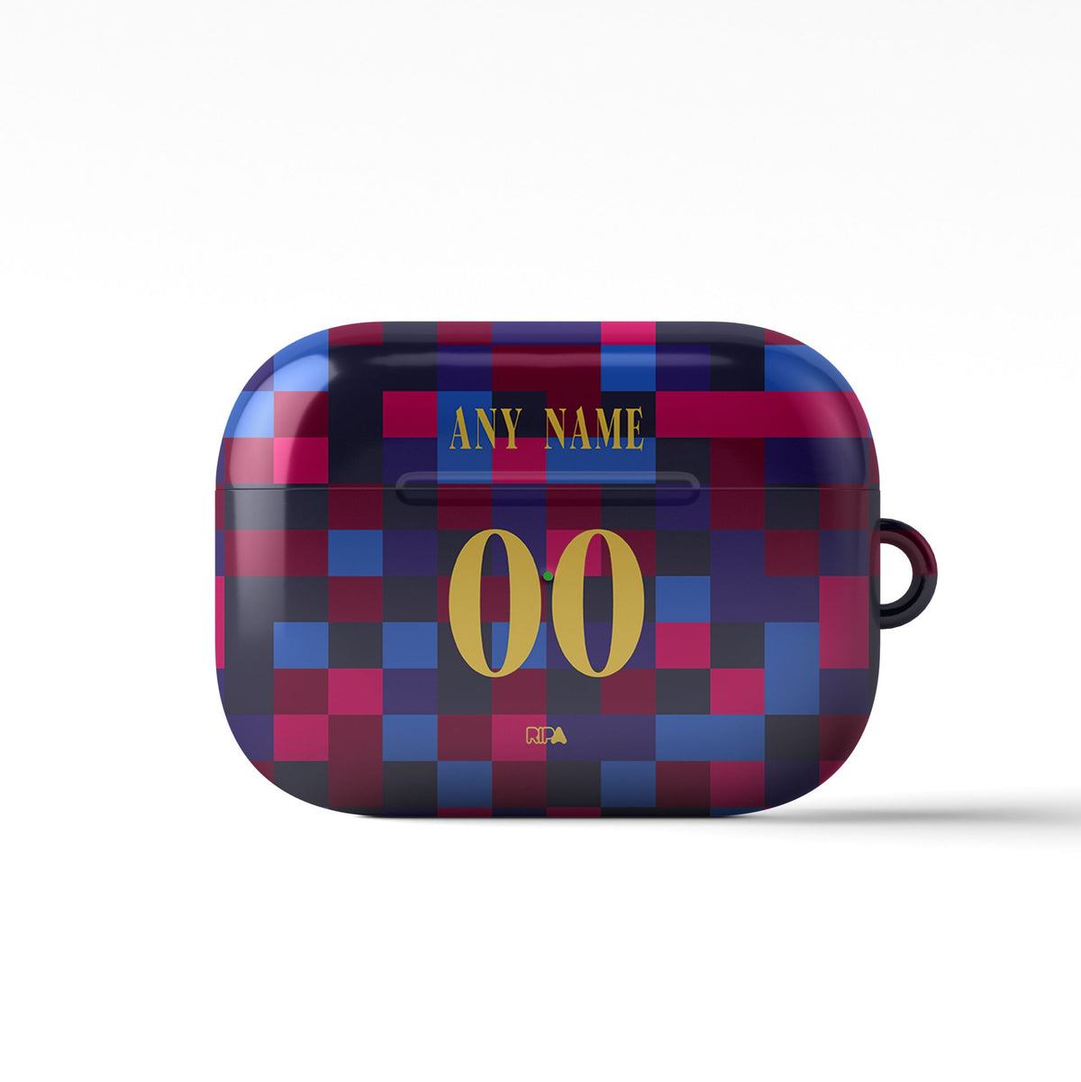 AirPods case with the Barcelona 2026-27 Prematch football shirt design by RIPA Football