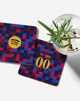 Coaster with the Barcelona 2026-27 Prematch football shirt design by RIPA Football