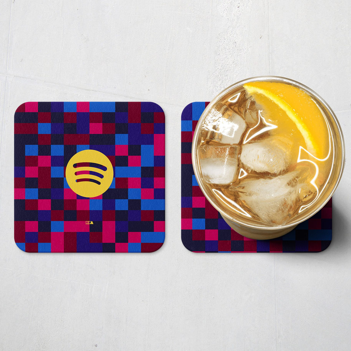 Coaster with the Barcelona 2026-27 Prematch football shirt design by RIPA Football