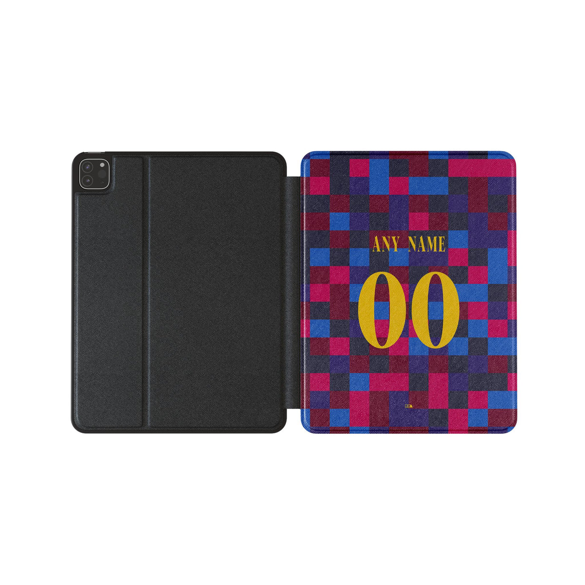 iPad case with the Barcelona 2026-27 Prematch football shirt design by RIPA Football