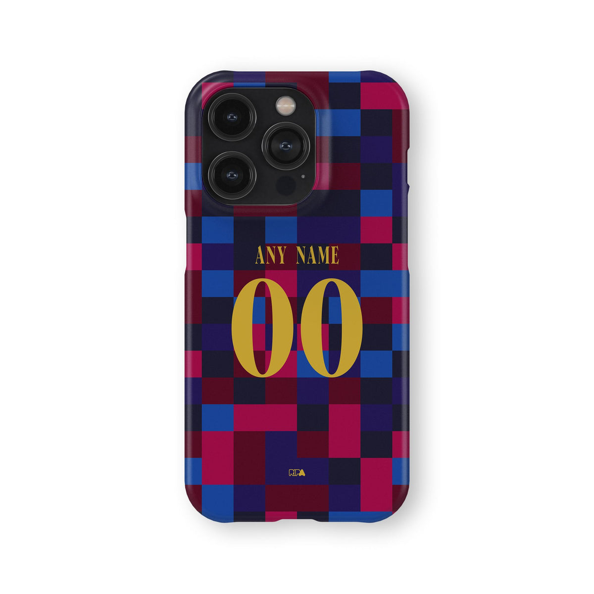 Phone case with the Barcelona 2026-27 Prematch football shirt design by RIPA Football