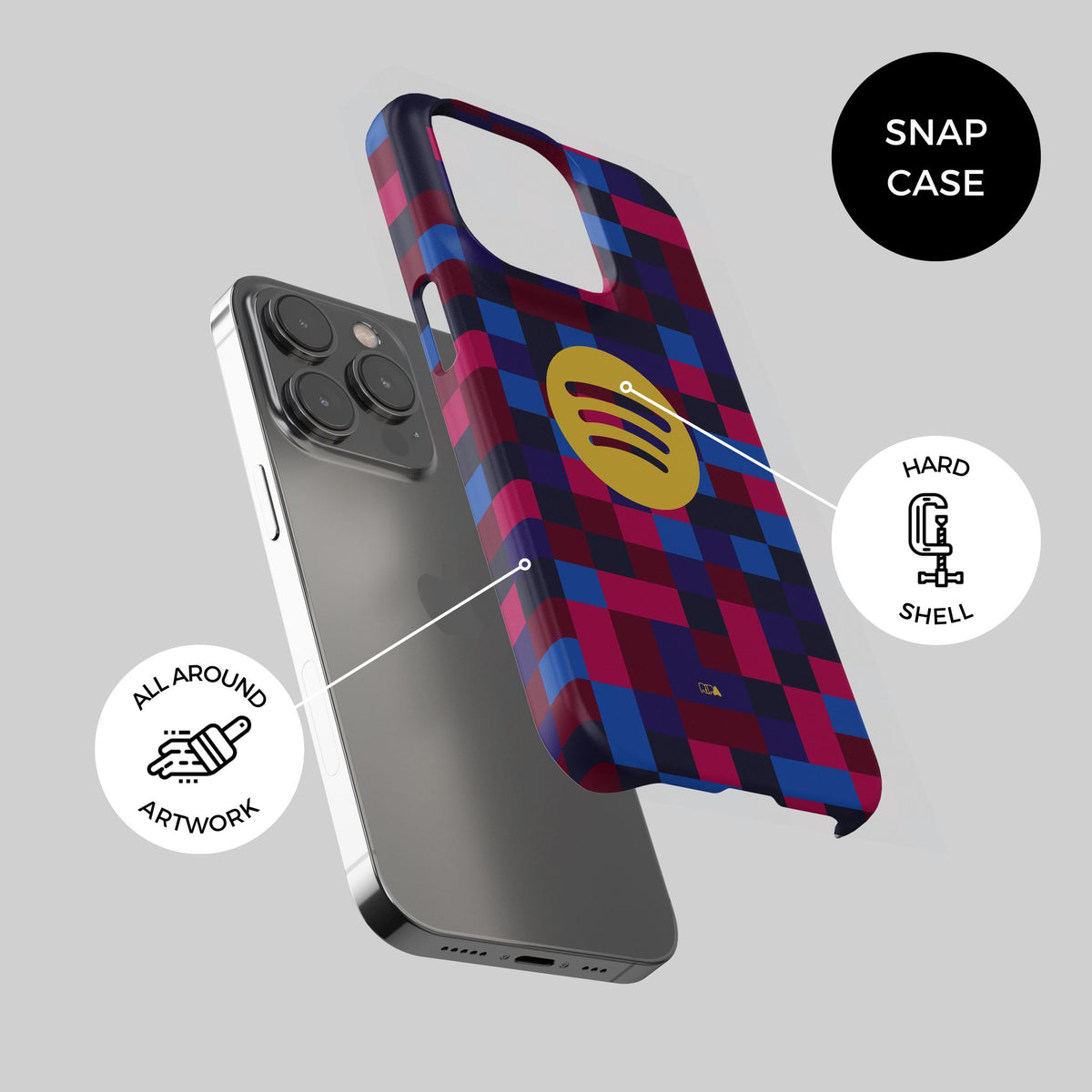 Phone case with the Barcelona 2026-27 Prematch football shirt design by RIPA Football