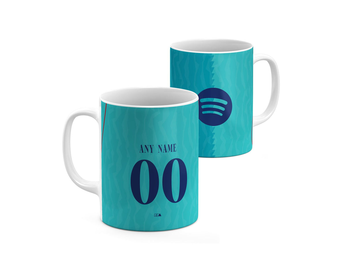 Mug with the Barcelona 2026-27 Third football shirt design by RIPA Football