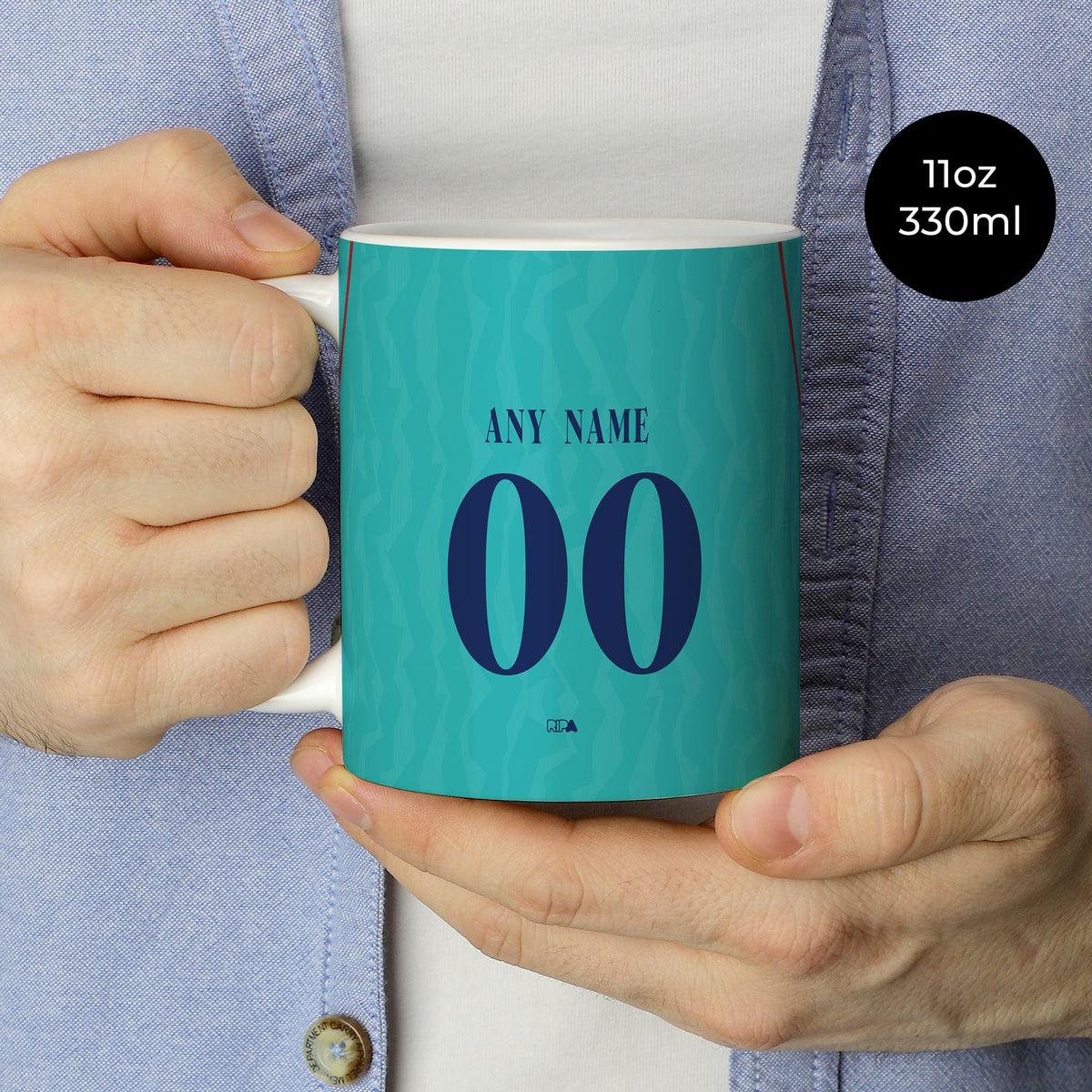 Mug with the Barcelona 2026-27 Third football shirt design by RIPA Football