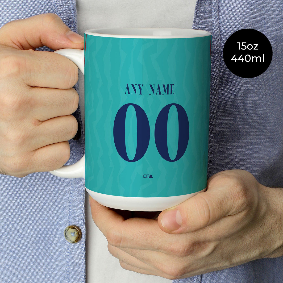Mug with the Barcelona 2026-27 Third football shirt design by RIPA Football
