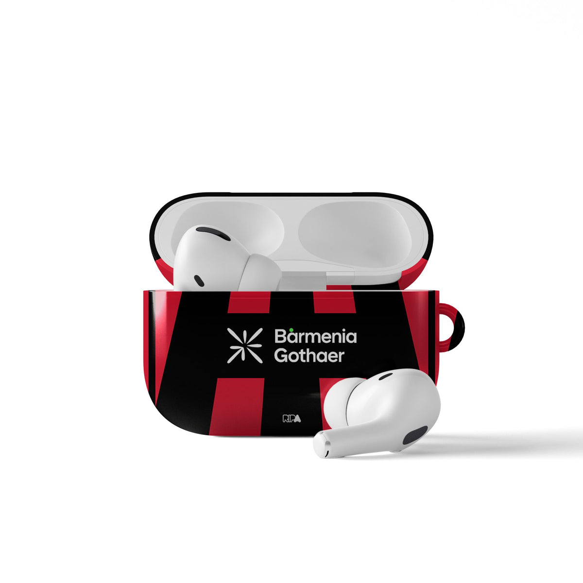 AirPods case with the Bayer 04 Leverkusen 2026-27 Home football shirt design by RIPA Football