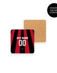 Coaster with the Bayer 04 Leverkusen 2026-27 Home football shirt design by RIPA Football