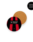 Coaster with the Bayer 04 Leverkusen 2026-27 Home football shirt design by RIPA Football