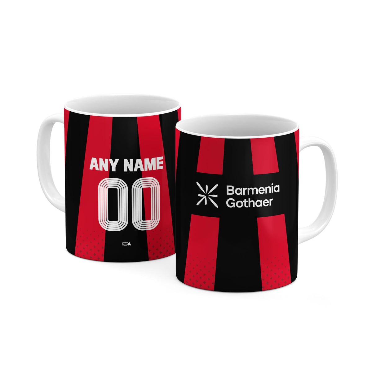Mug with the Bayer 04 Leverkusen 2026-27 Home football shirt design by RIPA Football