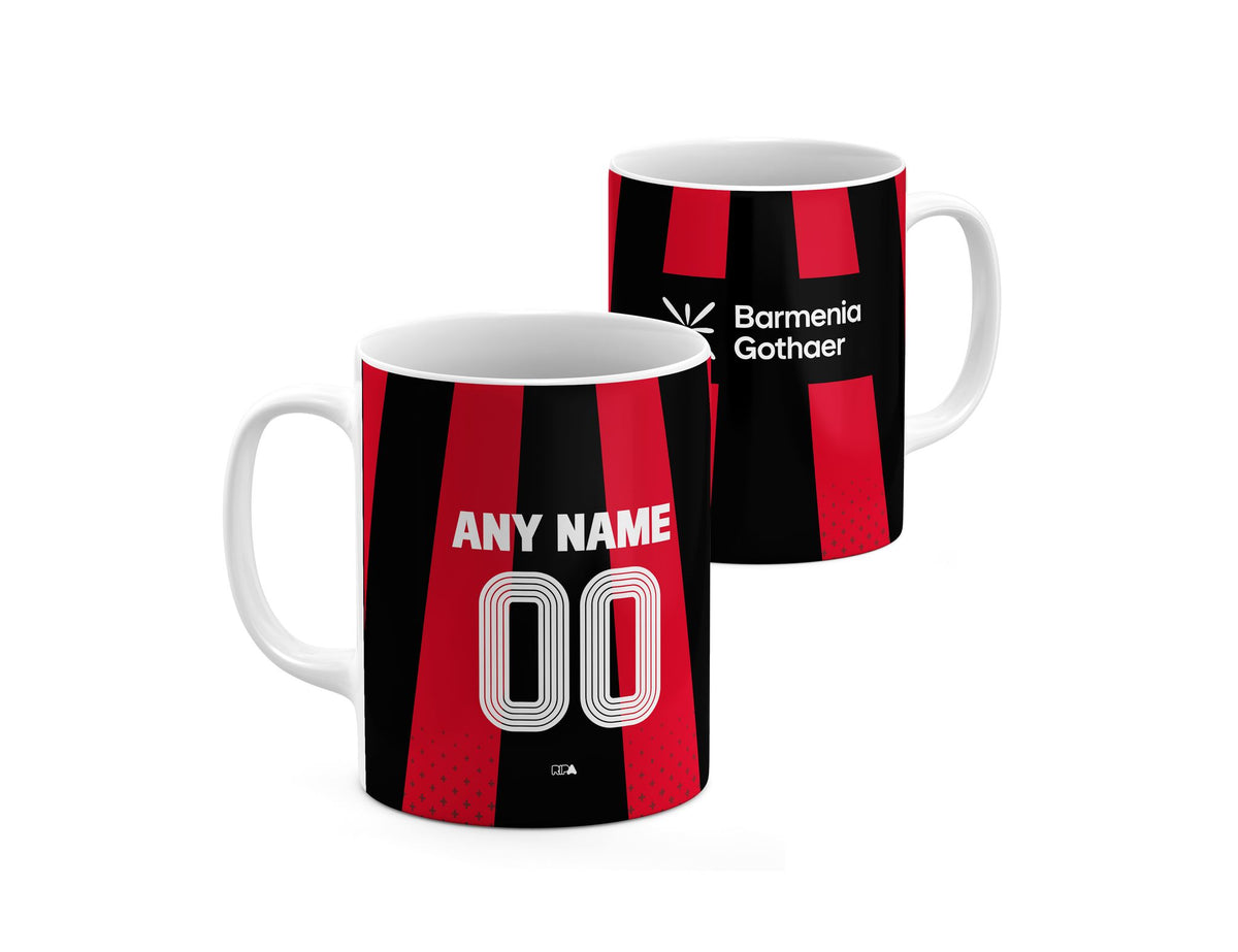Mug with the Bayer 04 Leverkusen 2026-27 Home football shirt design by RIPA Football