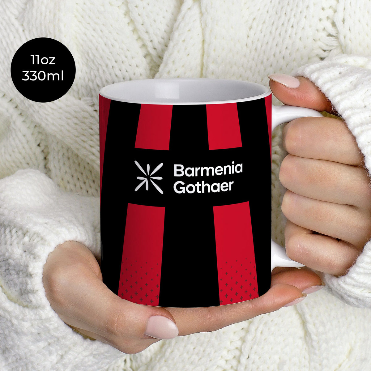 Mug with the Bayer 04 Leverkusen 2026-27 Home football shirt design by RIPA Football