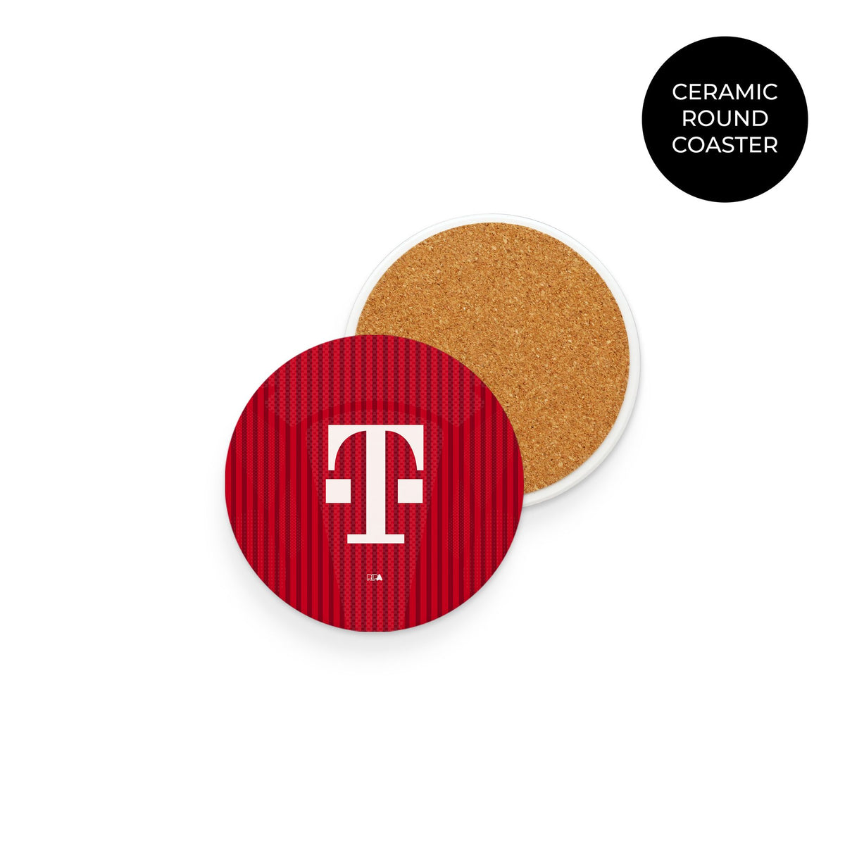 Coaster with the Bayern Munich 2026-27 Home football shirt design by RIPA Football