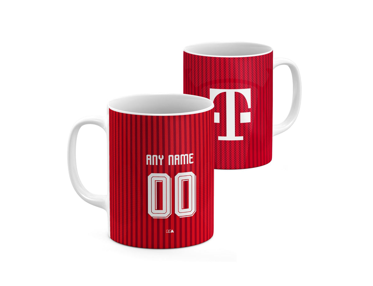 Mug with the Bayern Munich 2026-27 Home football shirt design by RIPA Football