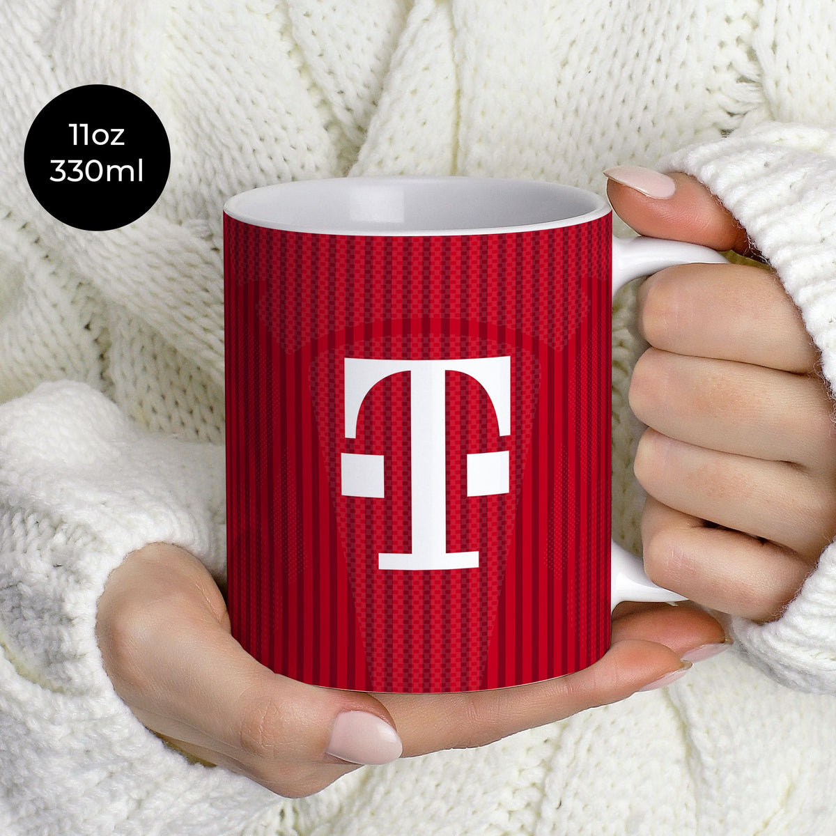 Mug with the Bayern Munich 2026-27 Home football shirt design by RIPA Football