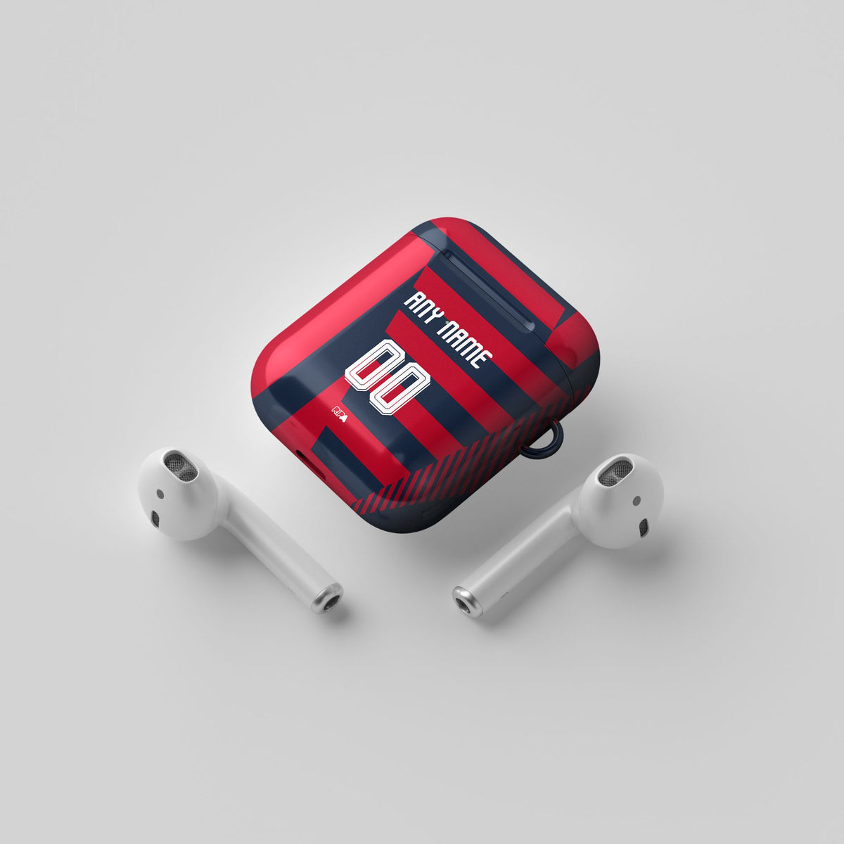 AirPods case with the Bayern Munich 2026-27 Prematch football shirt design by RIPA Football