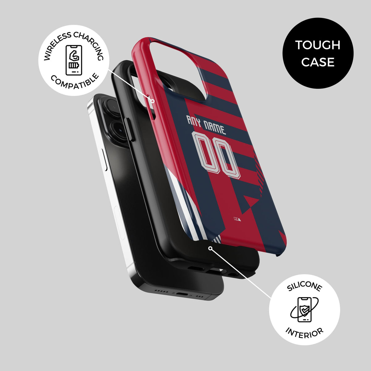 Phone case with the Bayern Munich 2026-27 Prematch football shirt design by RIPA Football