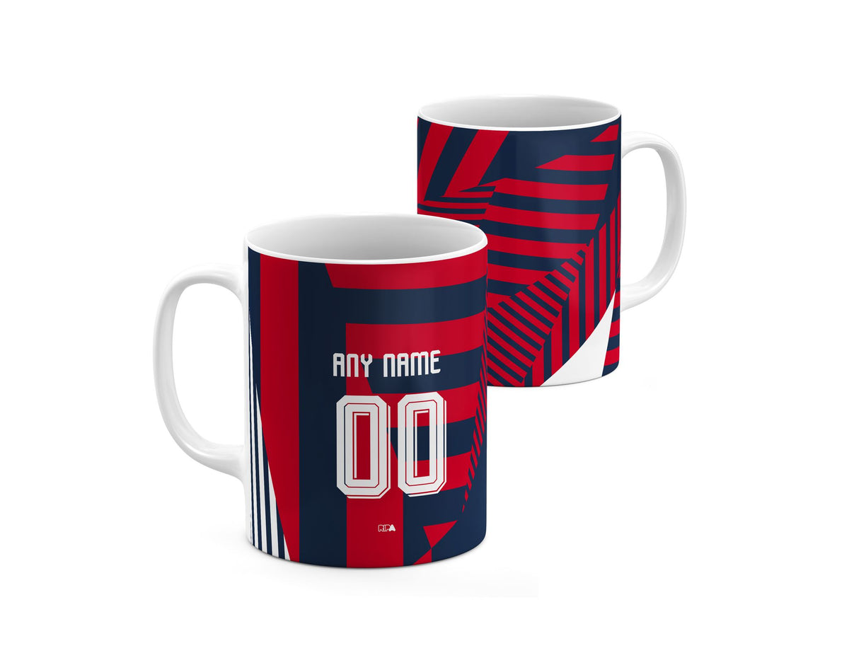 Mug with the Bayern Munich 2026-27 Prematch football shirt design by RIPA Football