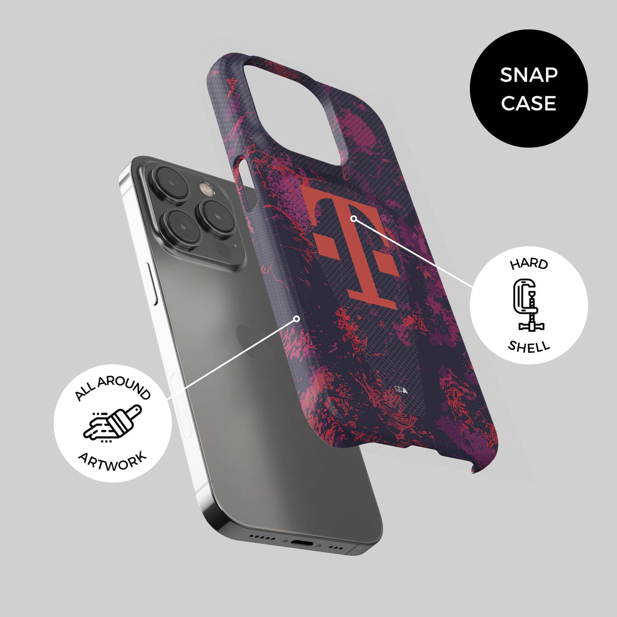 Phone case with the Bayern Munich 2026-27 Third football shirt design by RIPA Football