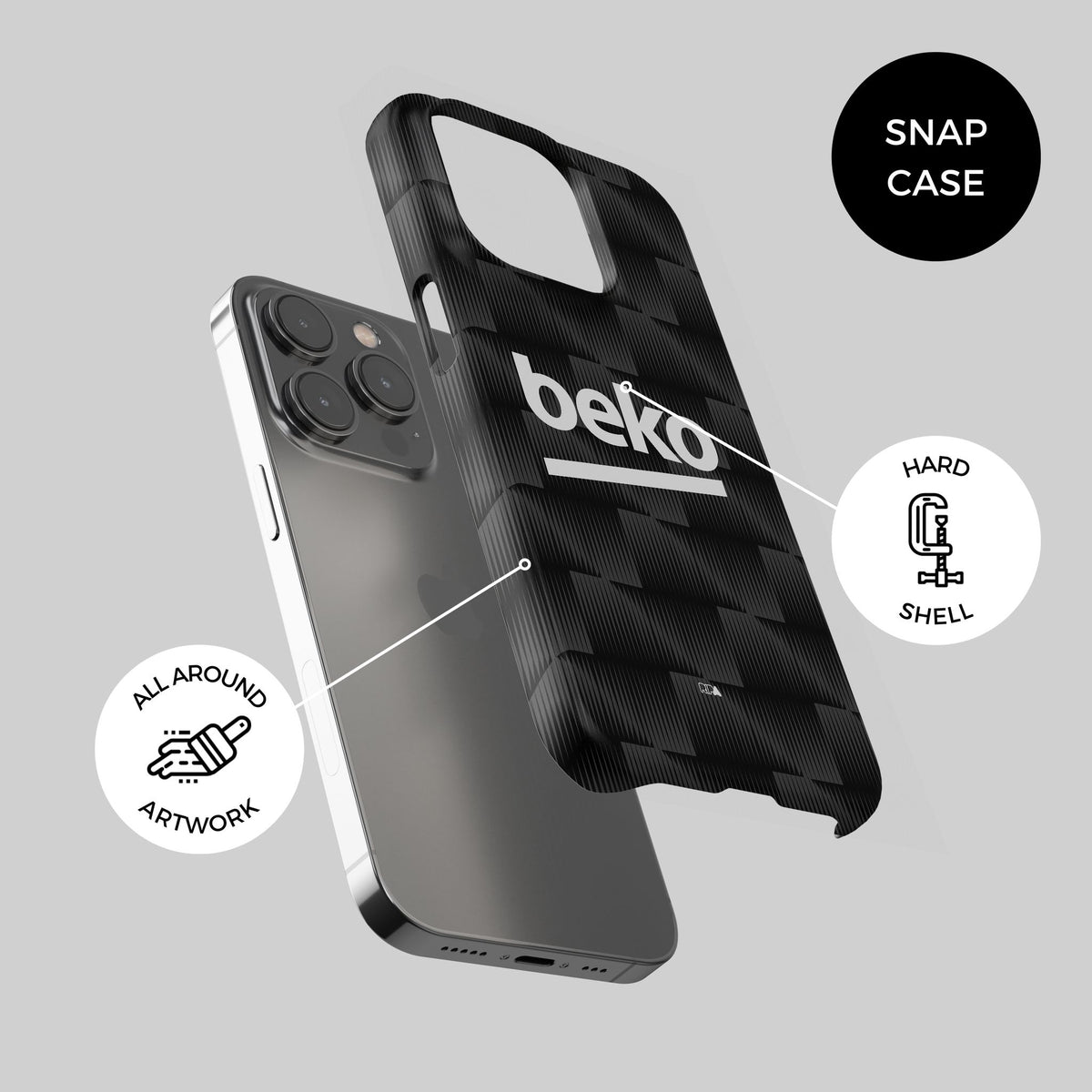 Phone case with the Besiktas 2026-27 Third football shirt design by RIPA Football