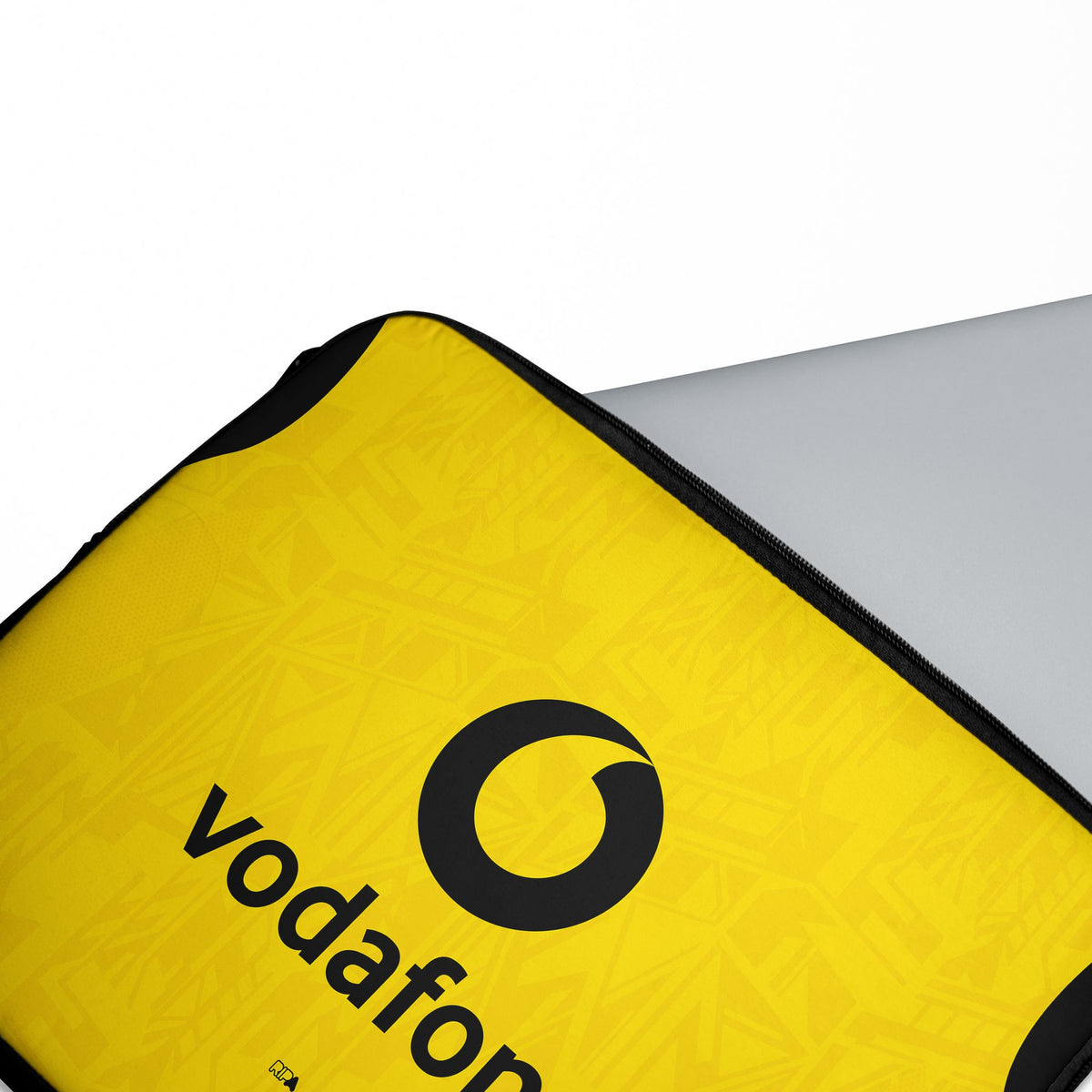 Laptop sleeve with the Borussia Dortmund 2026-27 Home football shirt design by RIPA Football