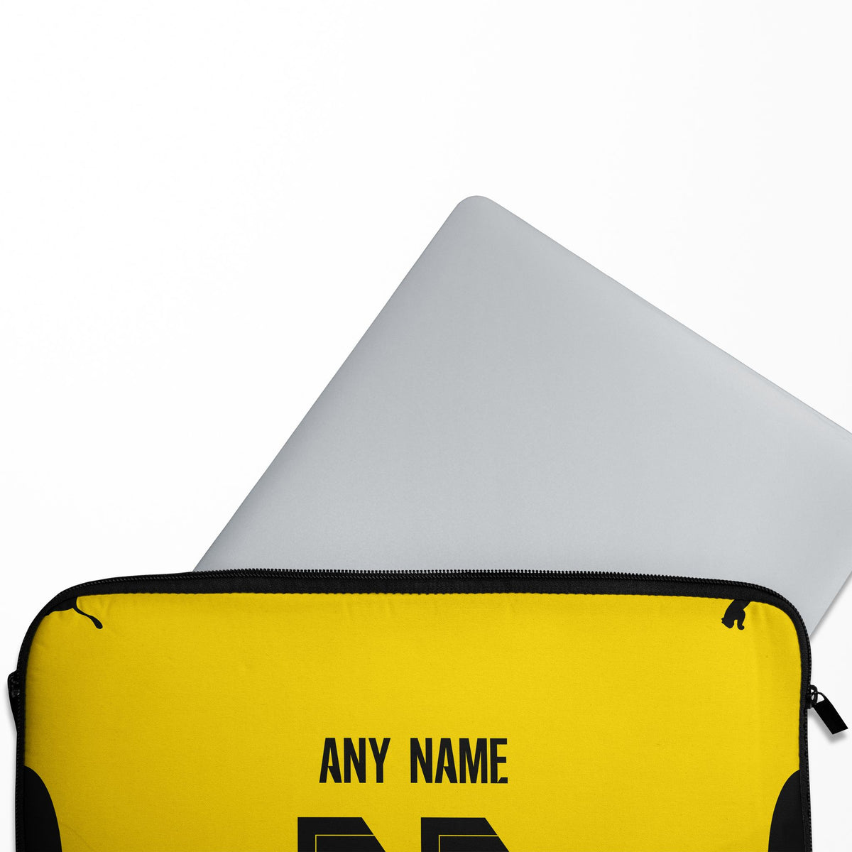 Laptop sleeve with the Borussia Dortmund 2026-27 Home football shirt design by RIPA Football
