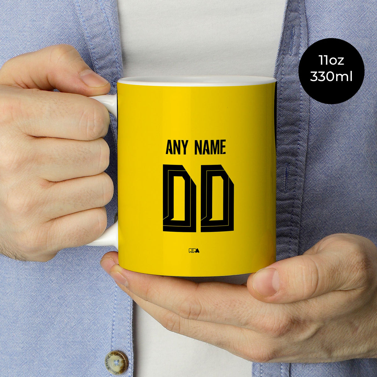 Mug with the Borussia Dortmund 2026-27 Home football shirt design by RIPA Football