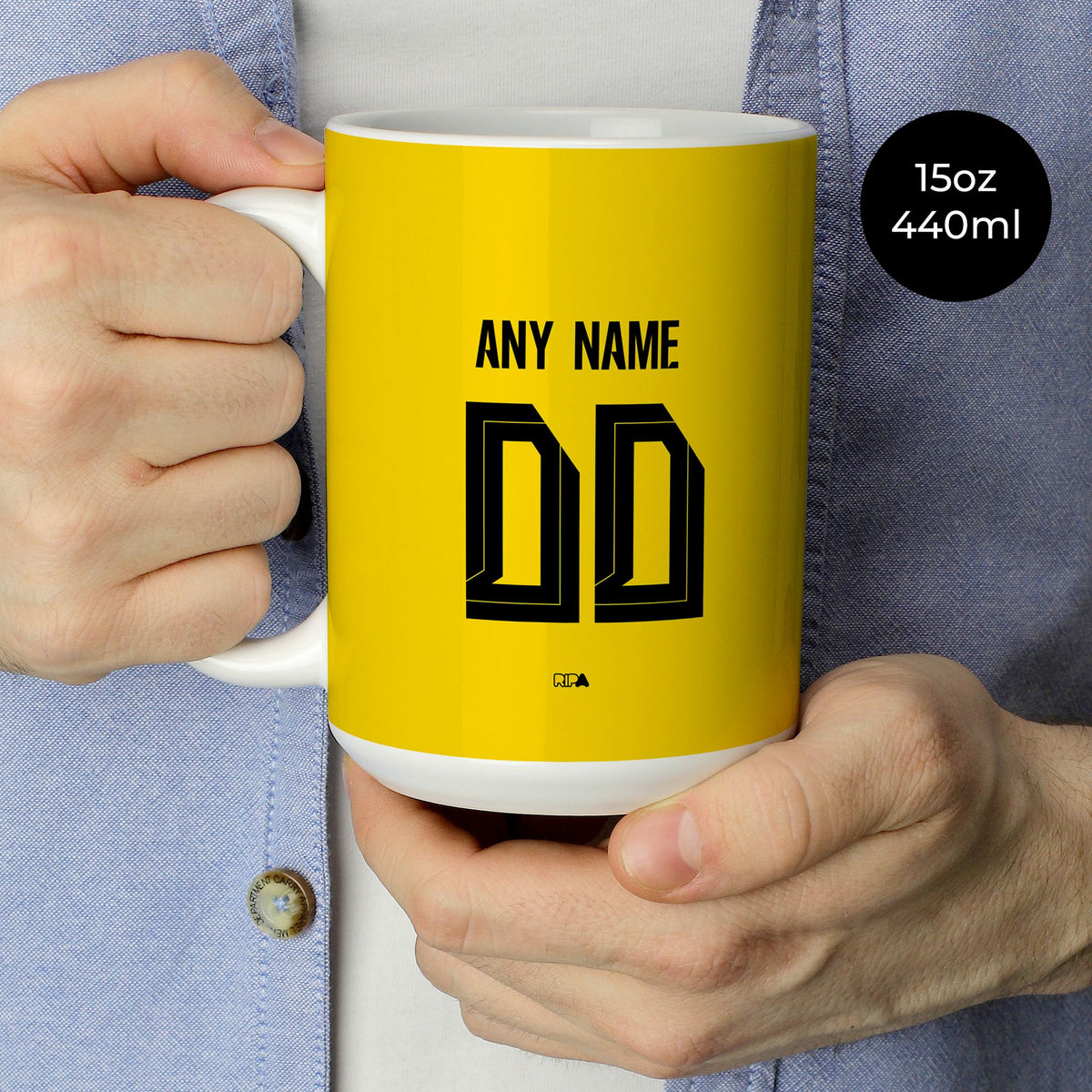 Mug with the Borussia Dortmund 2026-27 Home football shirt design by RIPA Football