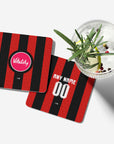 Coaster with the Bournemouth 2026-27 Home football shirt design by RIPA Football