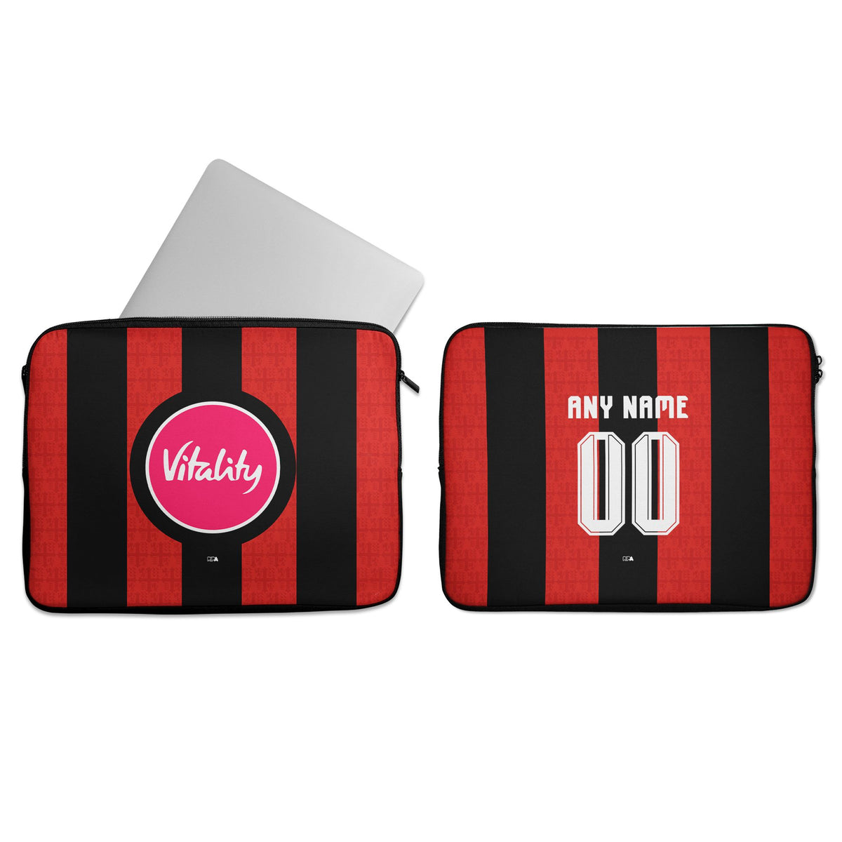 Laptop sleeve with the Bournemouth 2026-27 Home football shirt design by RIPA Football