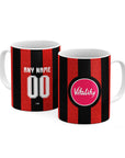 Mug with the Bournemouth 2026-27 Home football shirt design by RIPA Football
