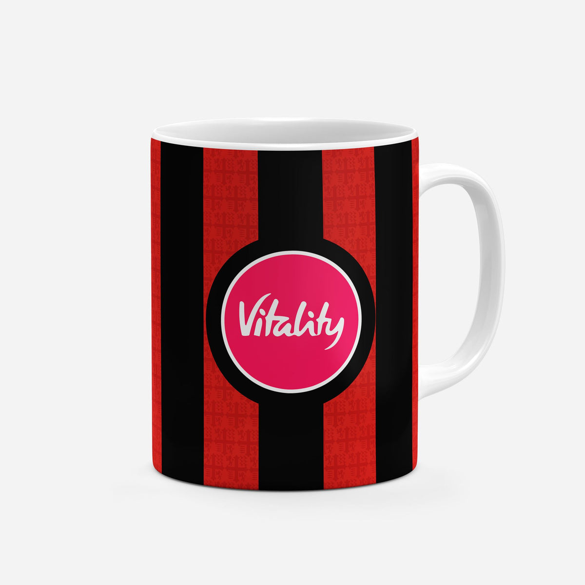 Mug with the Bournemouth 2026-27 Home football shirt design by RIPA Football